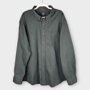 Dockers Dark Green Long Sleeve Button Down Shirt 3XL Dressy Office Forest Green